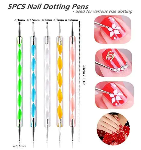 Dotting Pens With Nail Painting Brushes - Nail Art Design Tools