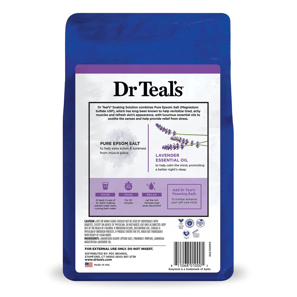 Dr Teal's Natural Epsom Salt Soaking Solution - Soothe & Sleep With Lavender Oil