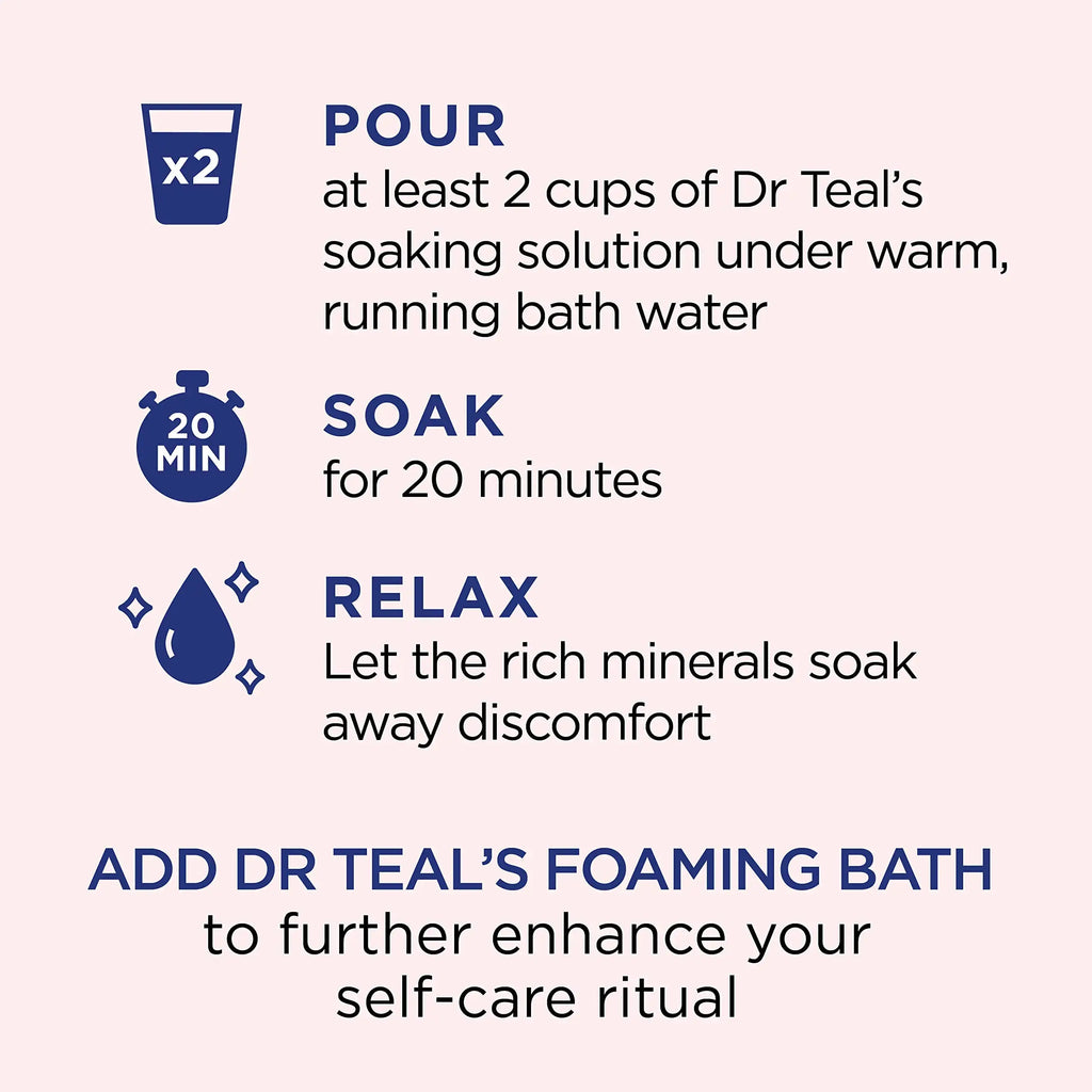 Dr Teal's Salt Soak with Pure Epsom Salt, Restore & Replenish with Pink Himalayan Mineral, 3 lbs
