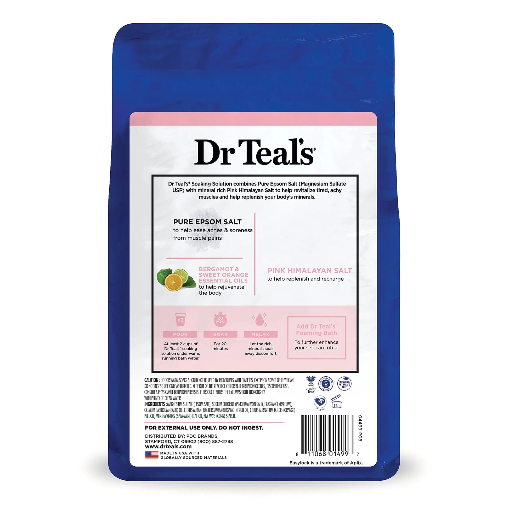 Dr Teal's Salt Soak with Pure Epsom Salt, Restore & Replenish with Pink Himalayan Mineral, 3 lbs