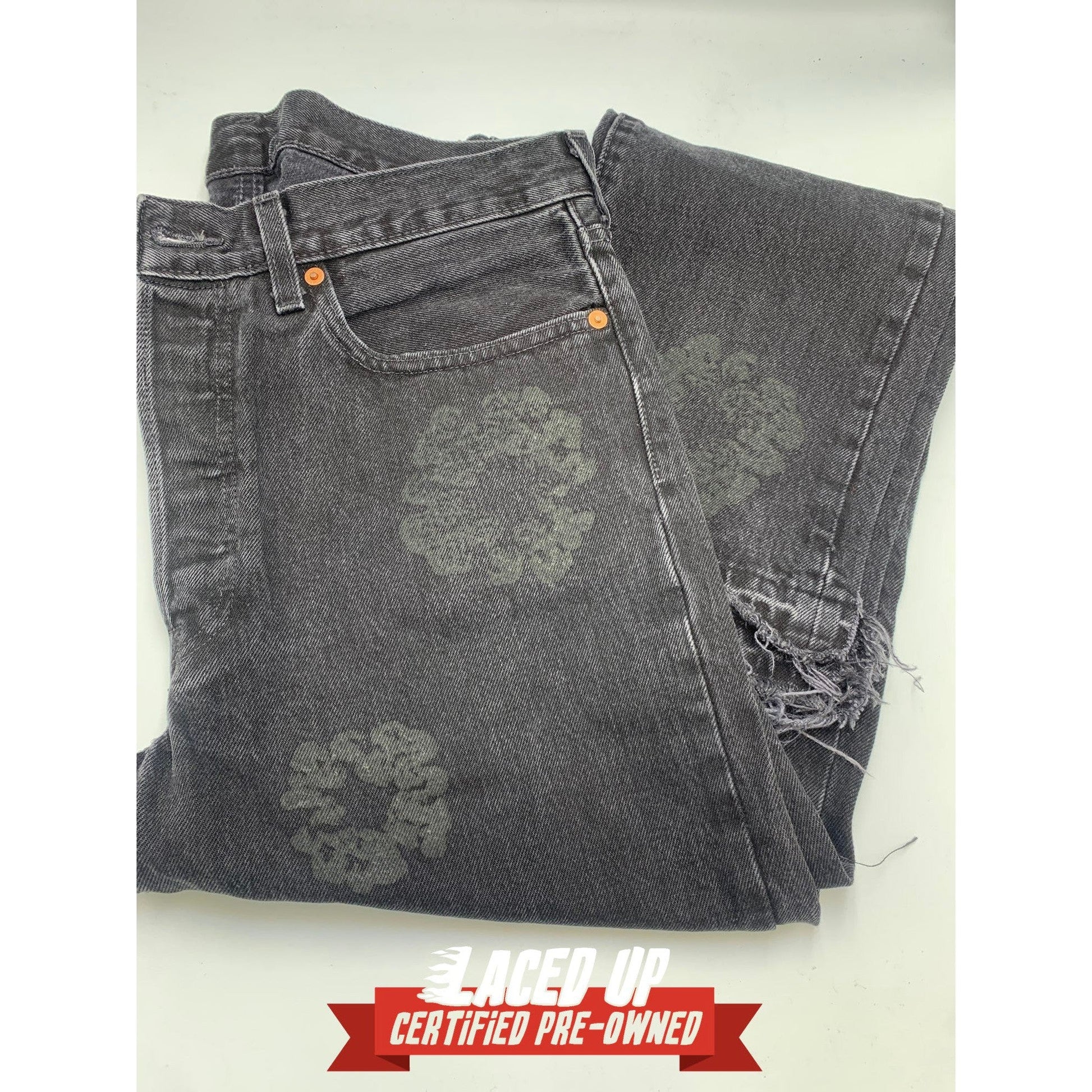 PRE OWNED Denim Tears black on black Cotton Wreath Denim Jeans