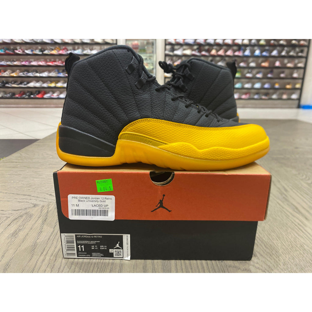PRE OWNED Jordan 12 Retro Black University Gold