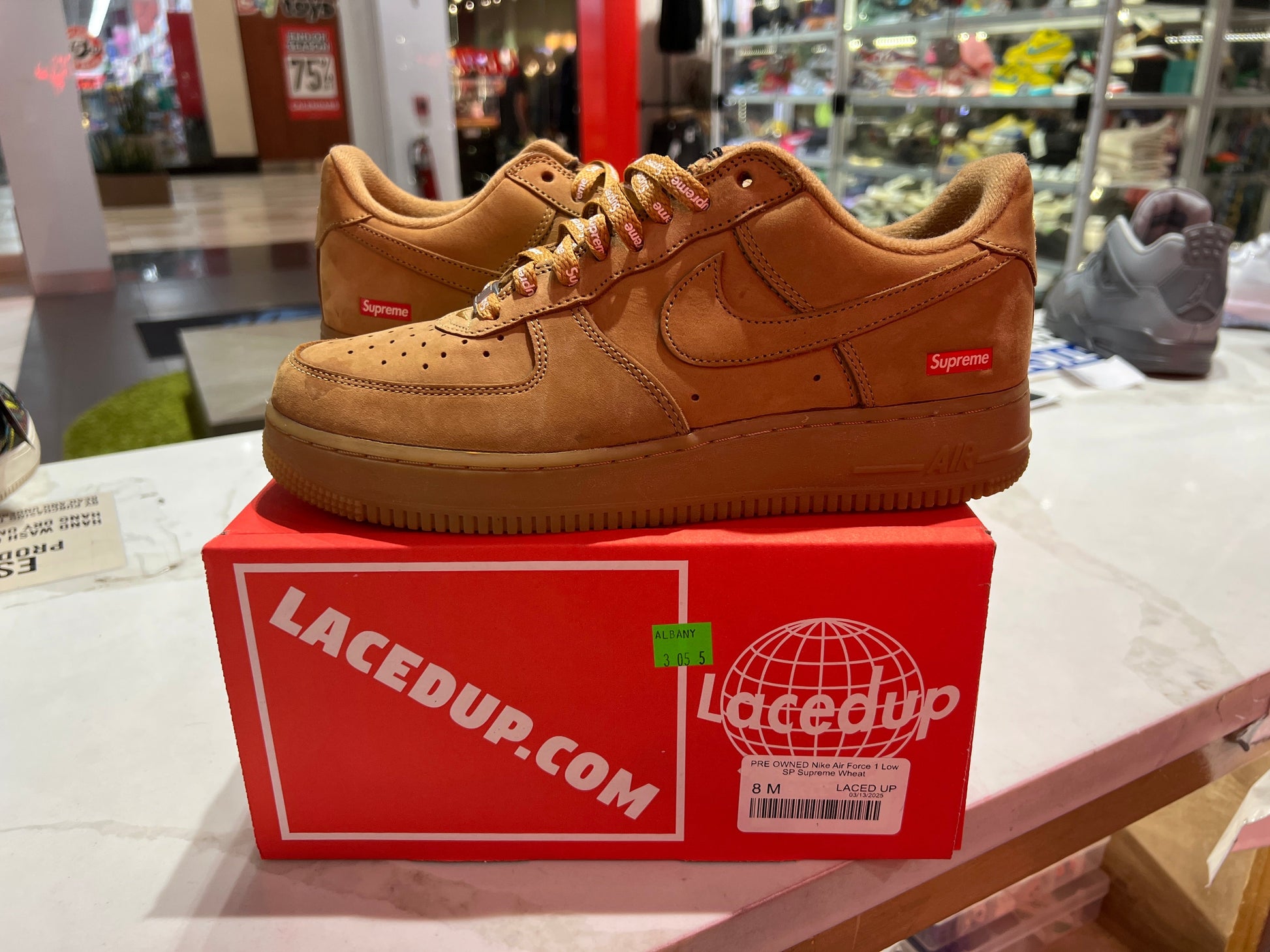 PRE OWNED Nike Air Force 1 Low SP Supreme Wheat