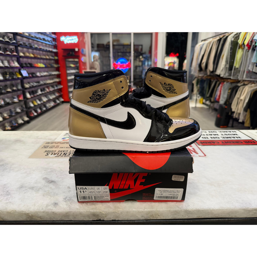 PRE OWNED Jordan 1 Retro High NRG Patent Gold Toe