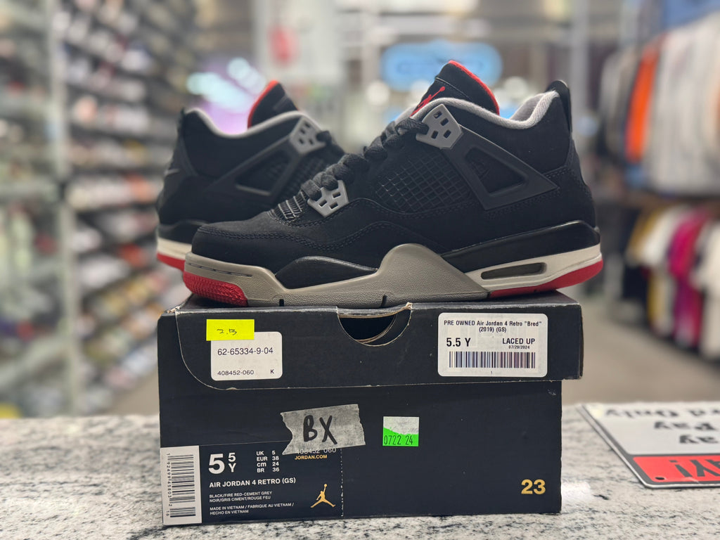 PRE OWNED Air Jordan 4 Retro "Bred" (2019) (GS)