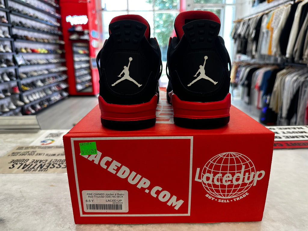 PRE OWNED Jordan 4 Retro Red Thunder (GS) NO BOX