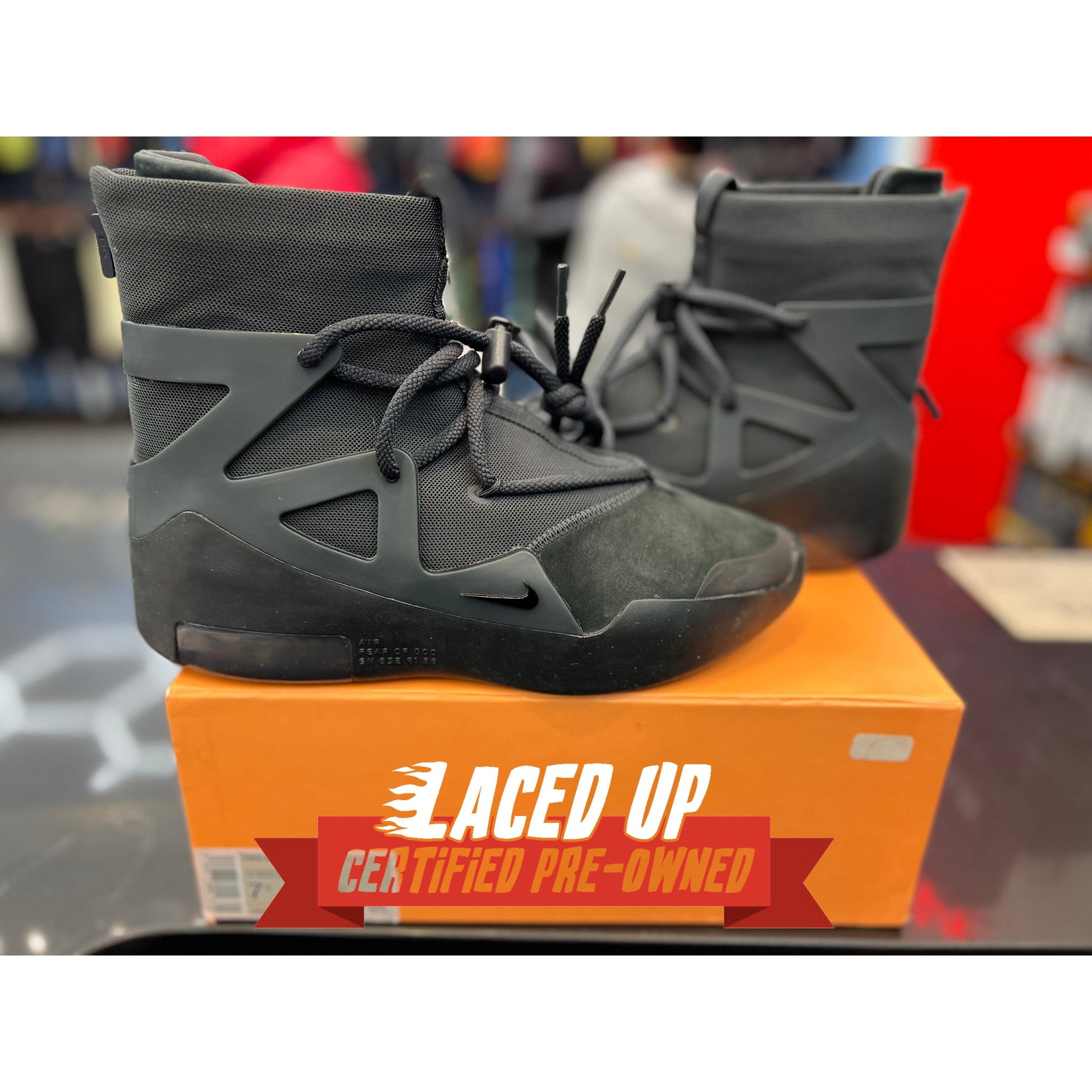 PRE OWNED Air Fear of God 1 "Triple Black"