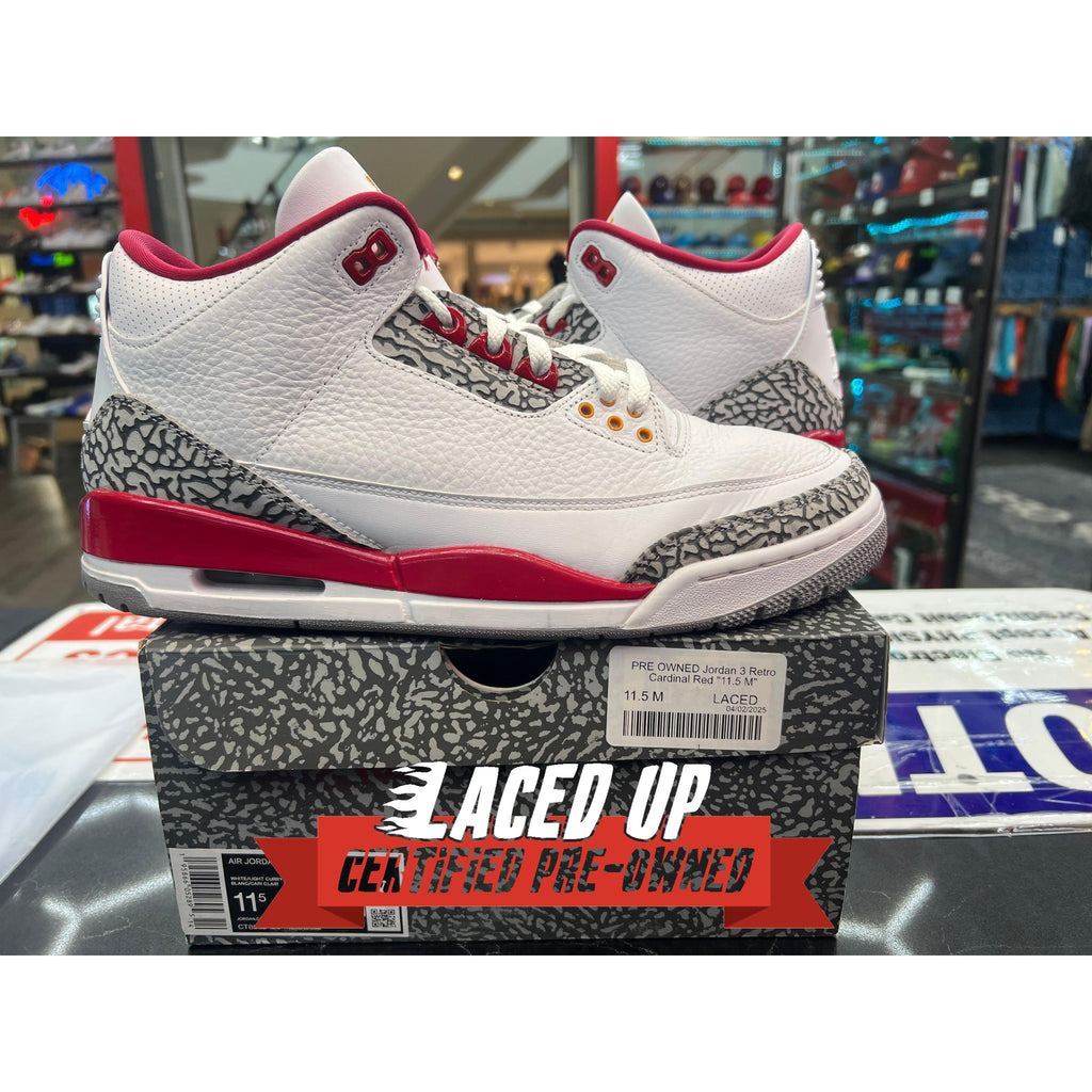 PRE OWNED Jordan 3 Retro Cardinal Red