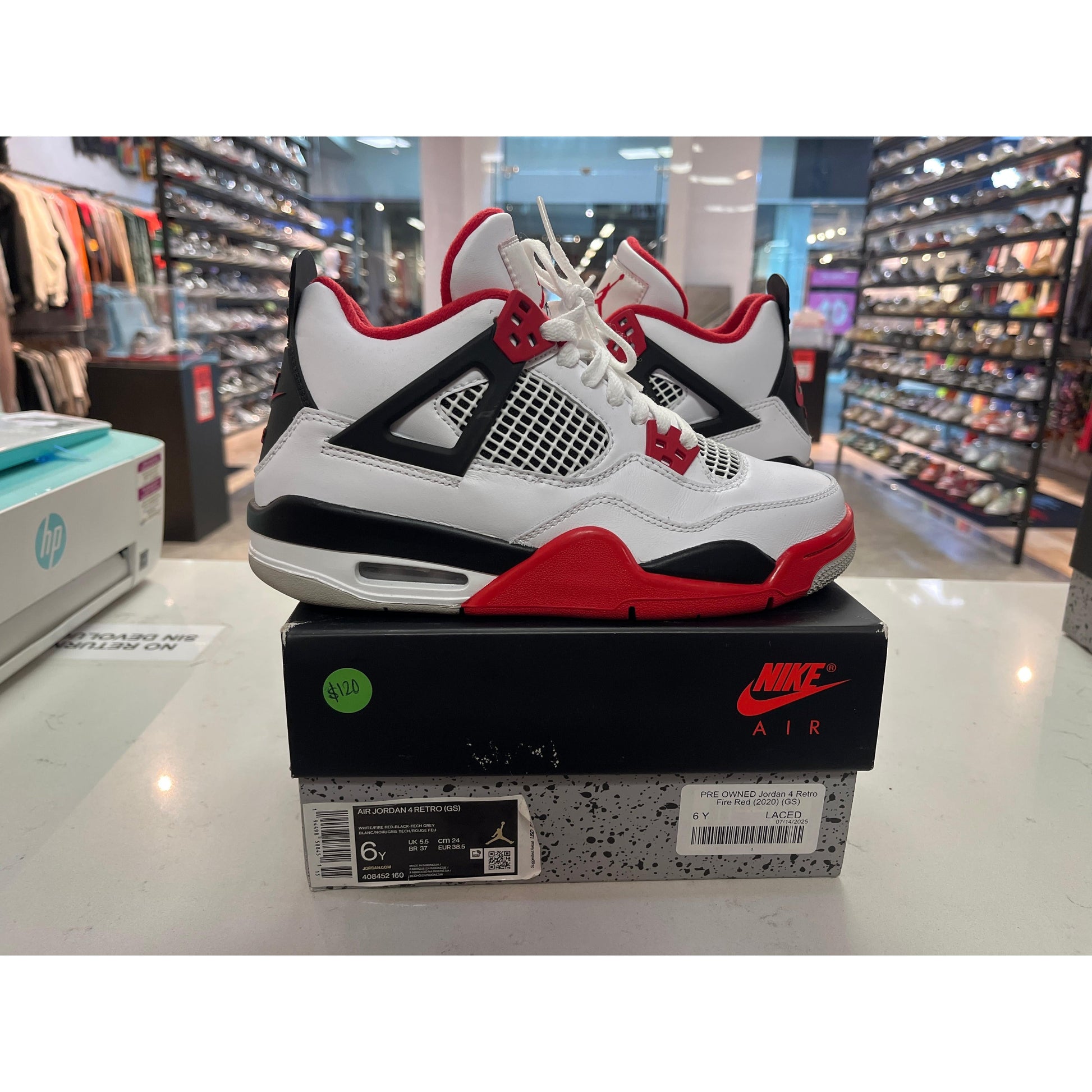 PRE OWNED Jordan 4 Retro Fire Red (2020) (GS)
