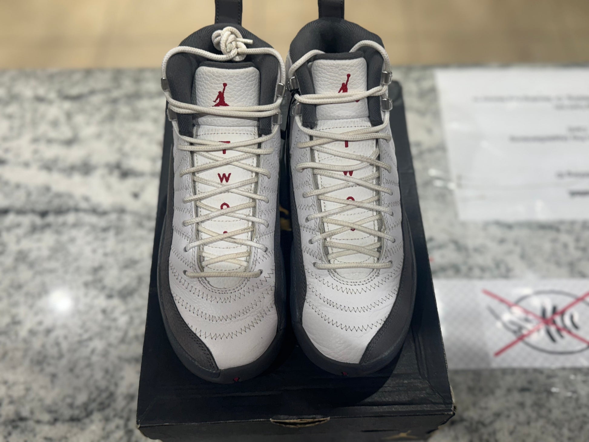 PRE OWNED Jordan 12 Retro White Dark Grey (GS)