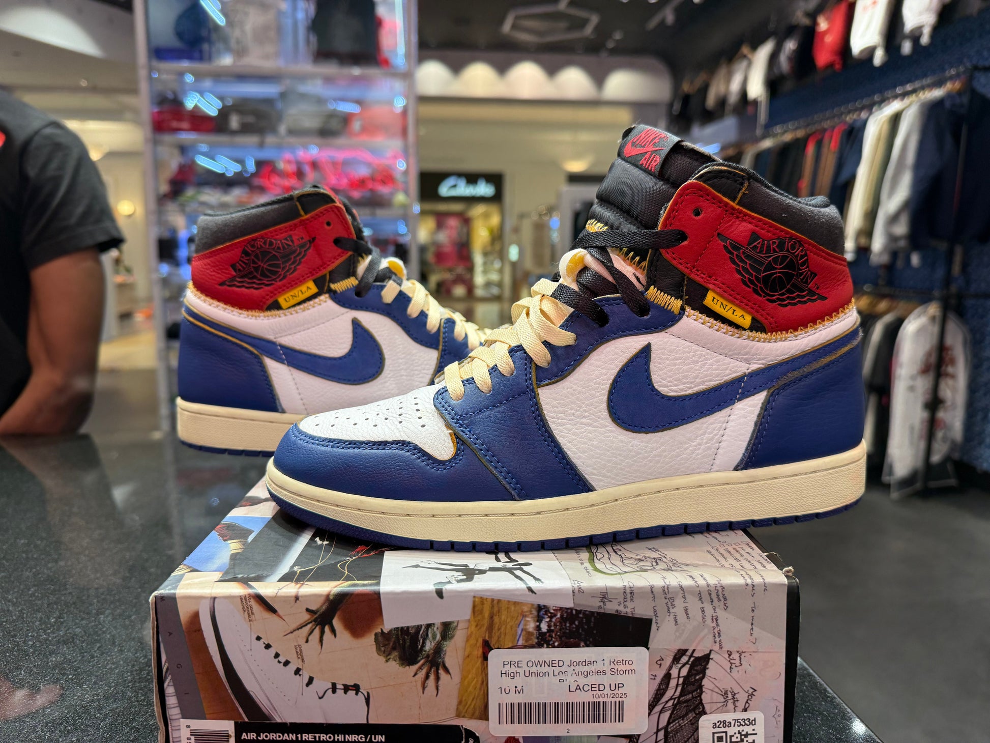 PRE OWNED Jordan 1 Retro High Union Los Angeles Storm Blue