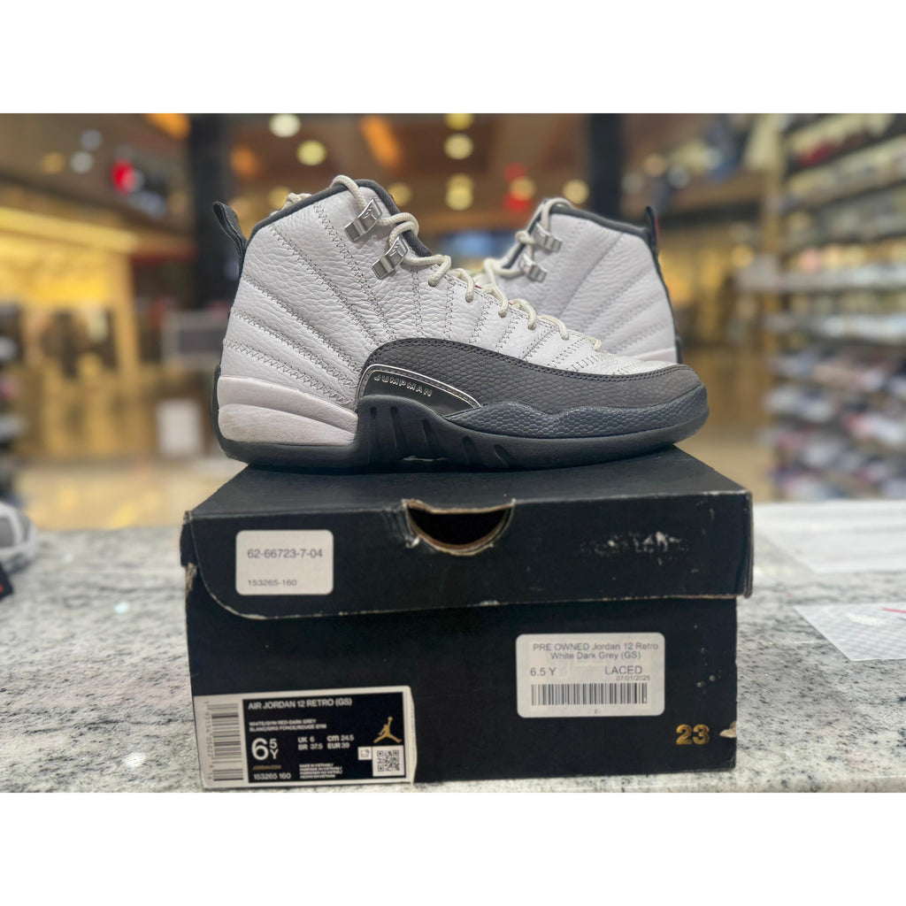 PRE OWNED Jordan 12 Retro White Dark Grey (GS)