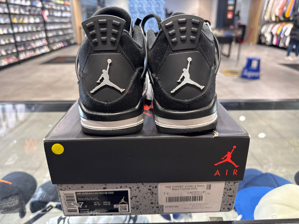 PRE OWNED Jordan 4 Retro Black Canvas (GS)
