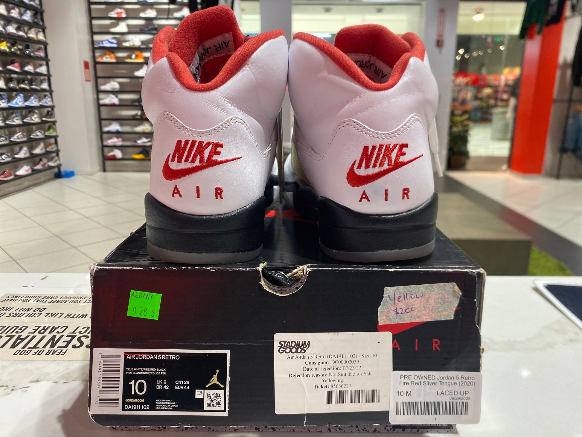 PRE OWNED Jordan 5 Retro Fire Red Silver Tongue (2020)