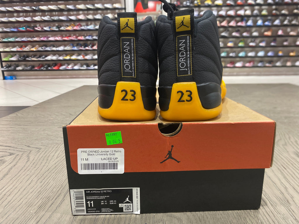 PRE OWNED Jordan 12 Retro Black University Gold