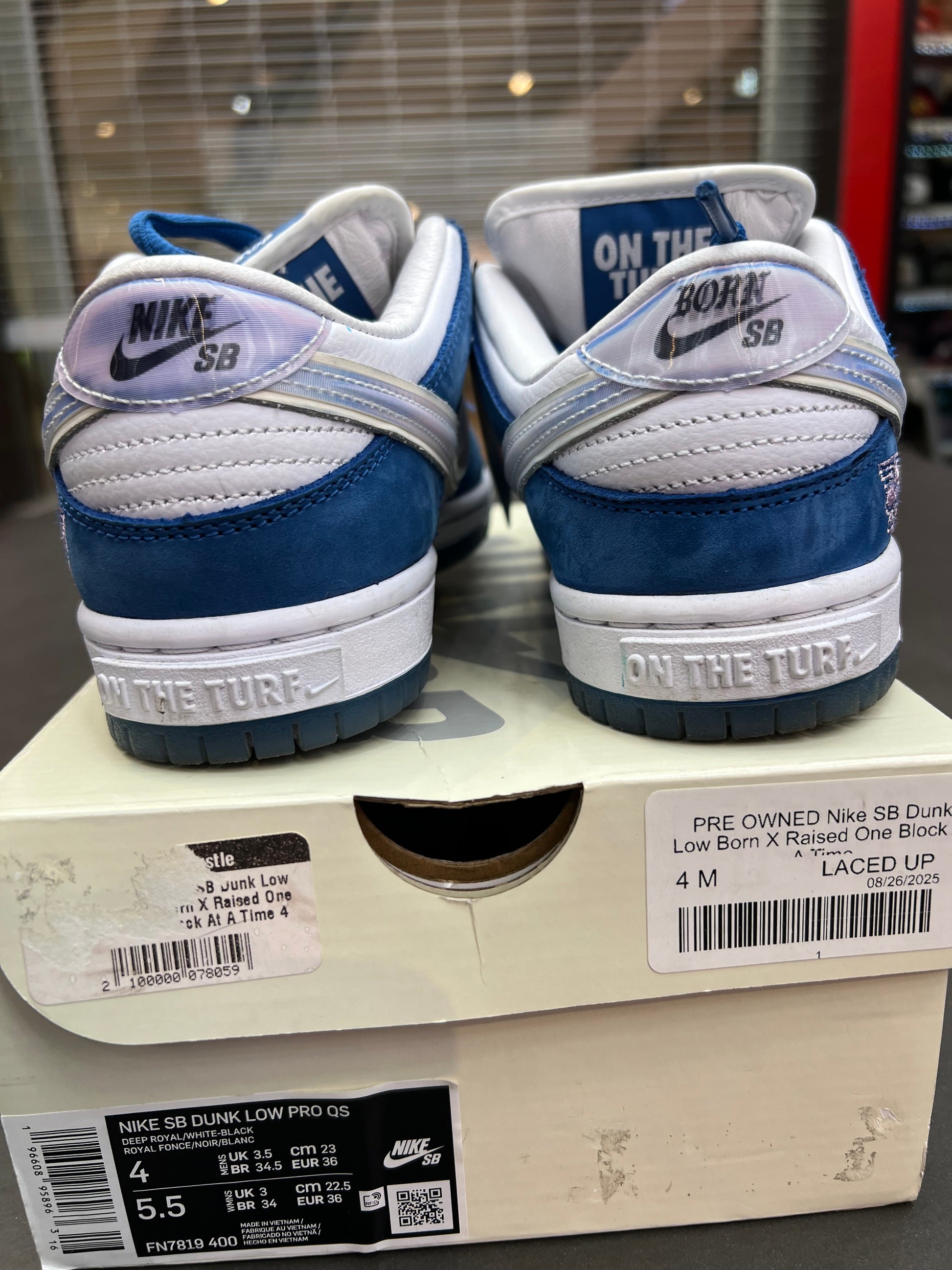 PRE OWNED Nike SB Dunk Low Born X Raised One Block At A Time