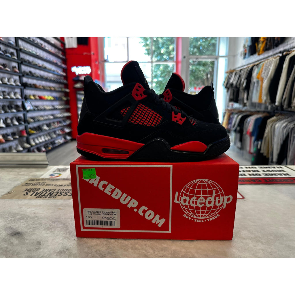 PRE OWNED Jordan 4 Retro Red Thunder (GS) NO BOX