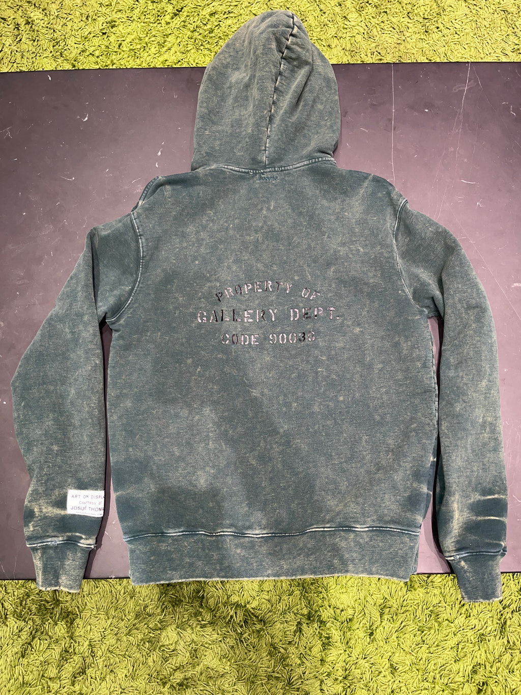 PRE OWNED Lanvin x Gallery Dept. Logo Hoodie With A Worn Effect And Paint Marks Green