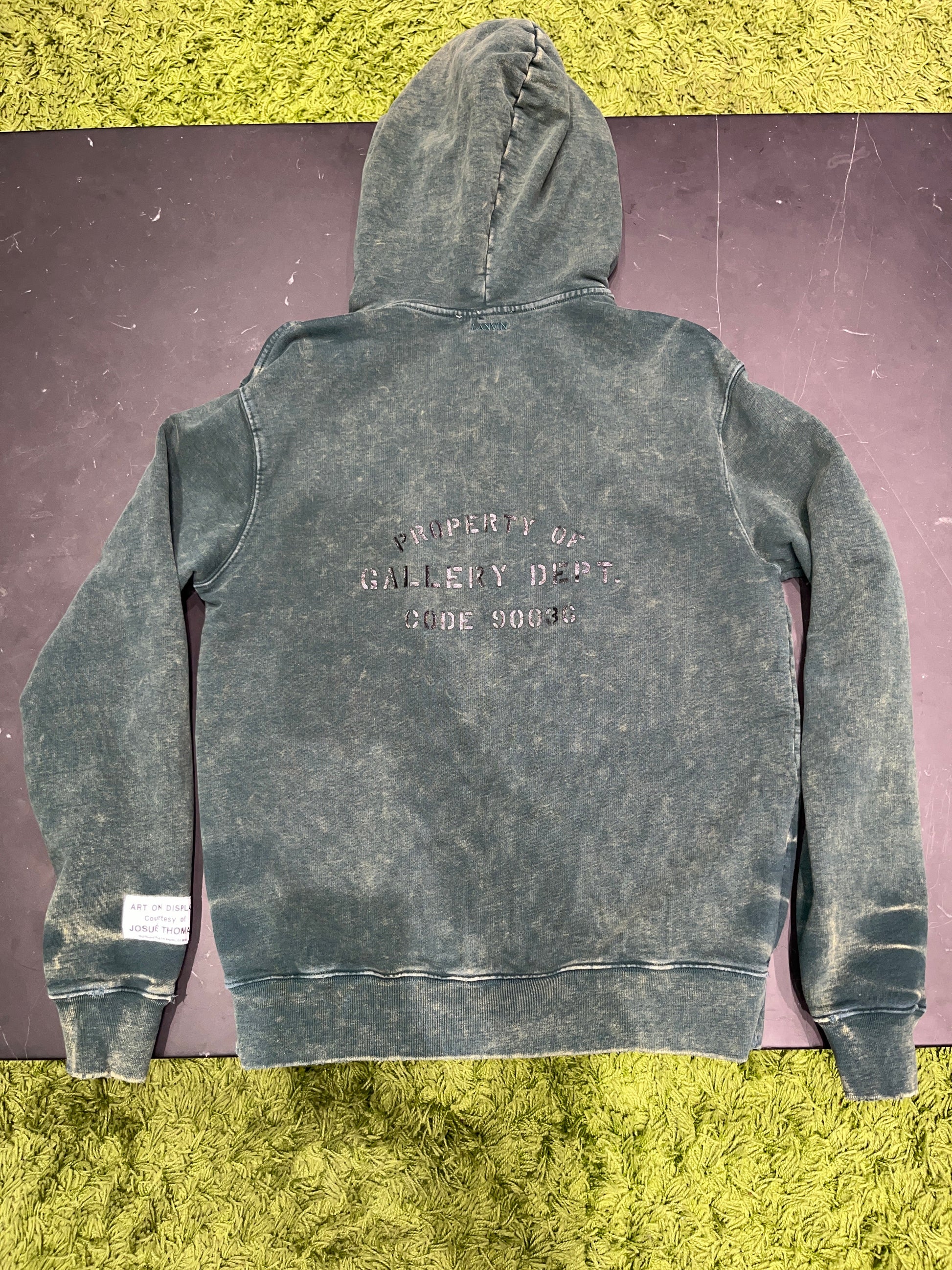 PRE OWNED Lanvin x Gallery Dept. Logo Hoodie With A Worn Effect And Paint Marks Green