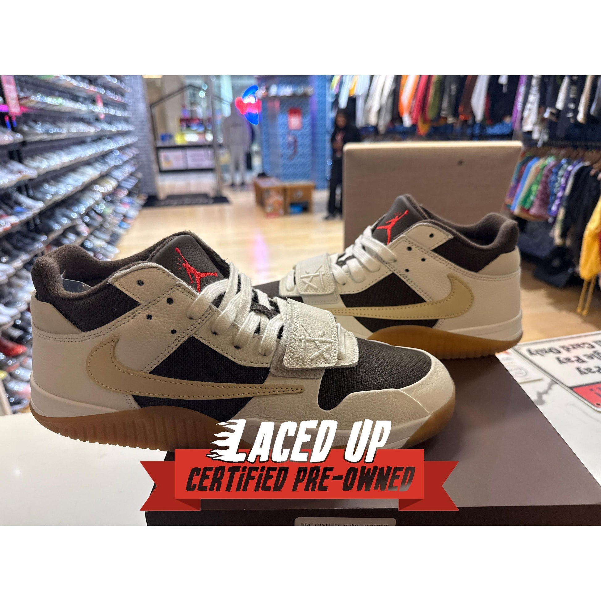 PRE OWNED Jordan Jumpman Jack TR Travis Scott Sail "12 M"