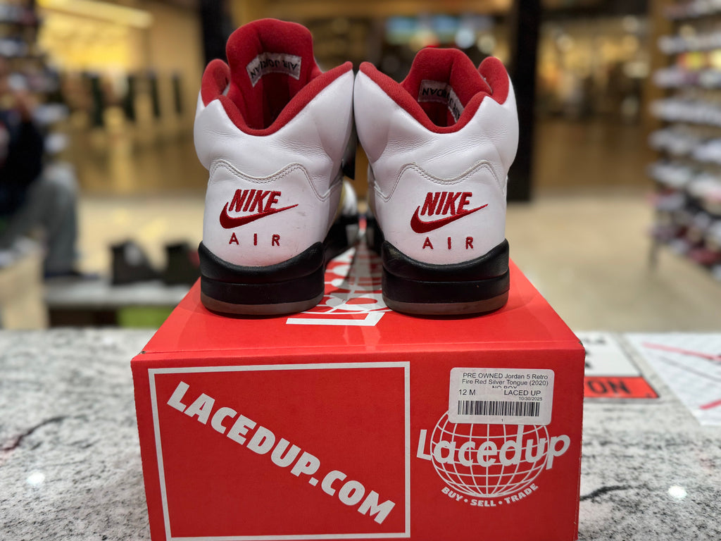 PRE OWNED Jordan 5 Retro Fire Red Silver Tongue (2020) NO BOX