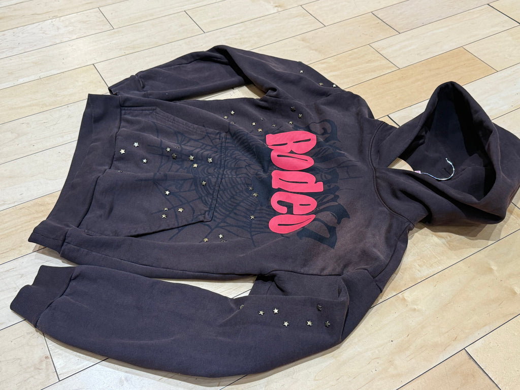 PRE OWNED Travis Scott Cactus Jack x Sp5der Days Before Rodeo Hoodie Brown "Small"