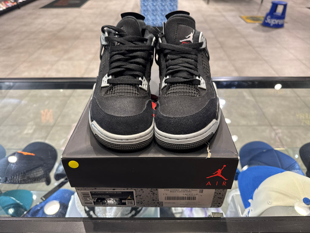 PRE OWNED Jordan 4 Retro Black Canvas (GS)