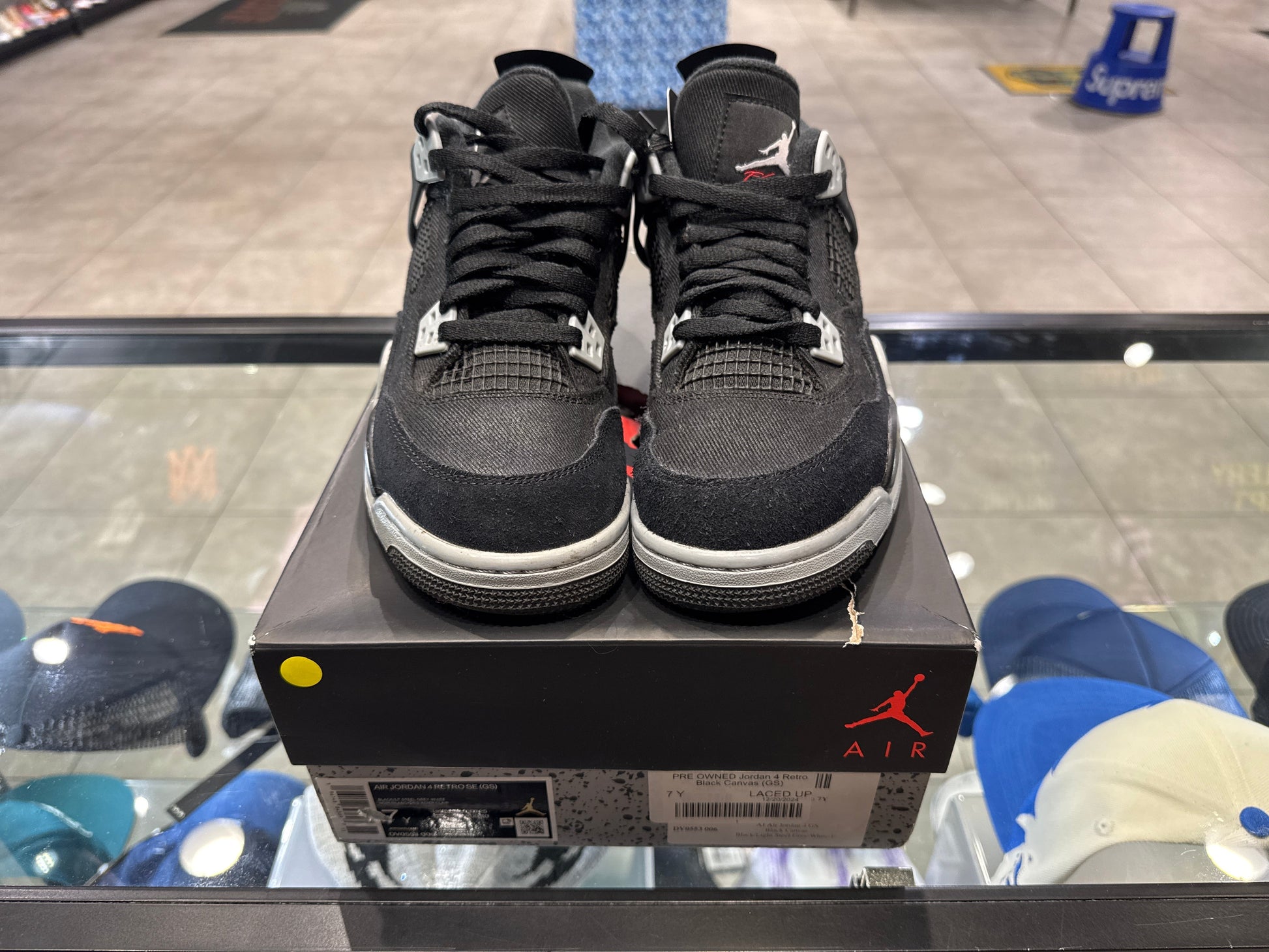 PRE OWNED Jordan 4 Retro Black Canvas (GS)