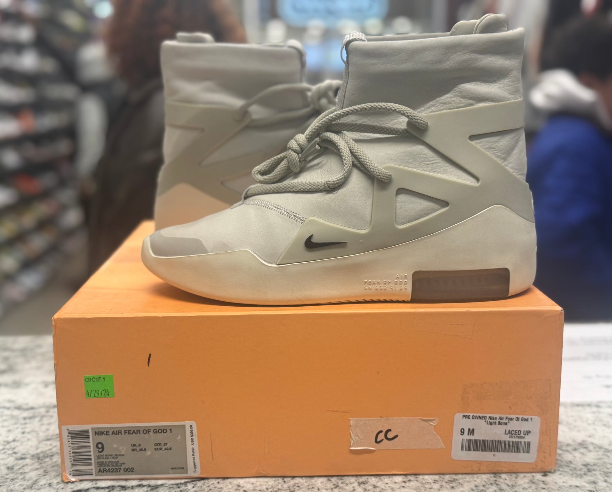 PRE OWNED Air Fear Of God 1 "Light Bone"