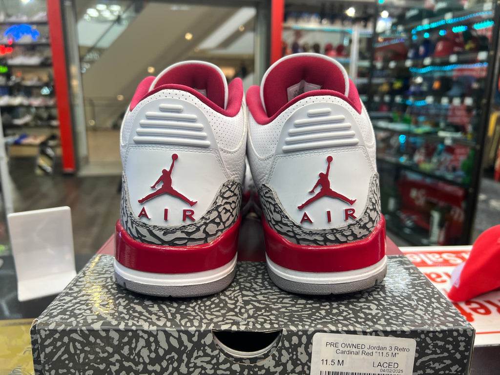 PRE OWNED Jordan 3 Retro Cardinal Red