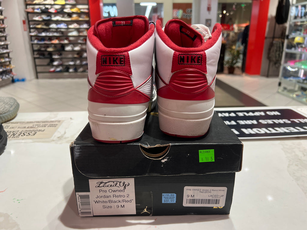 PRE OWNED Jordan 2 Retro White Red (2014)