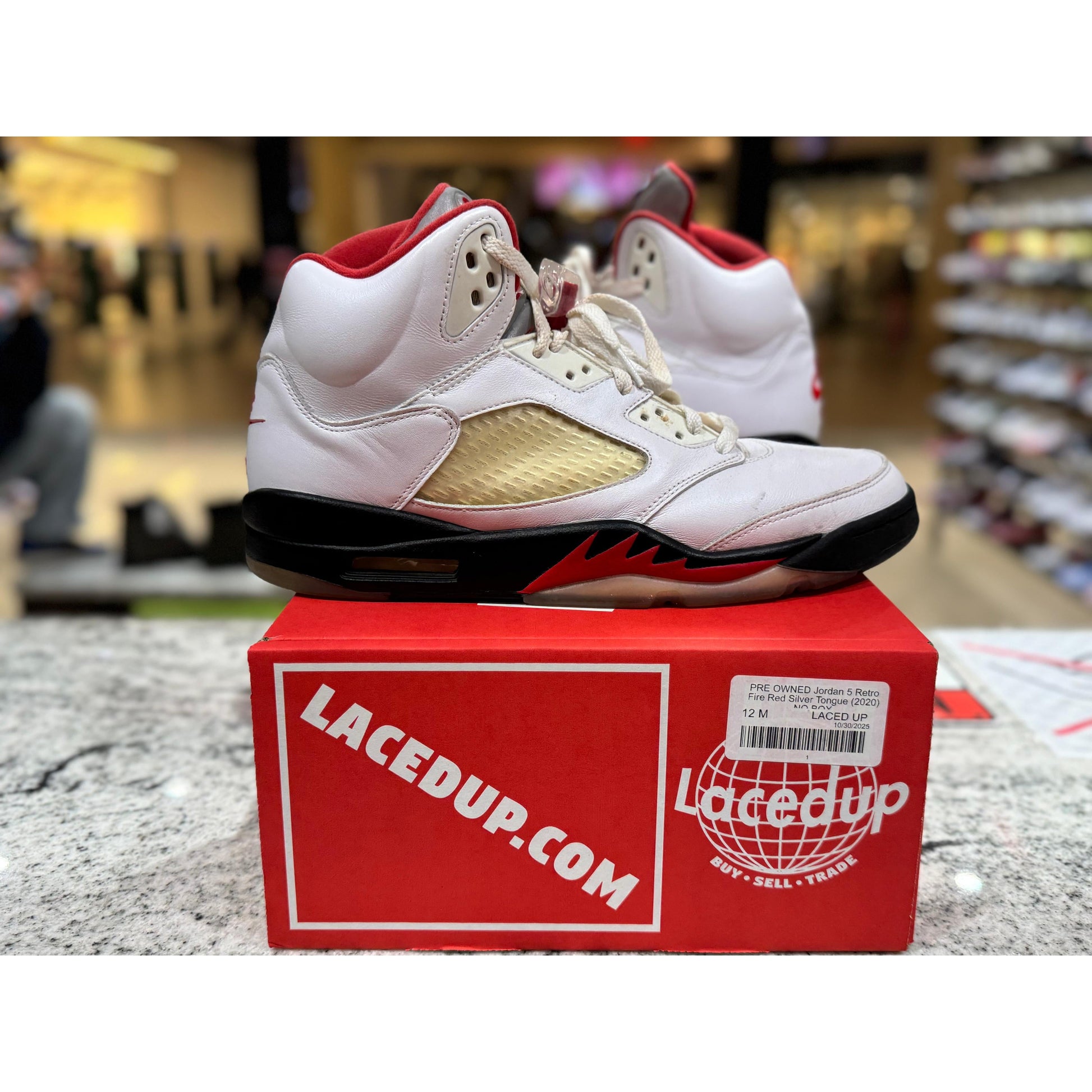 PRE OWNED Jordan 5 Retro Fire Red Silver Tongue (2020) NO BOX
