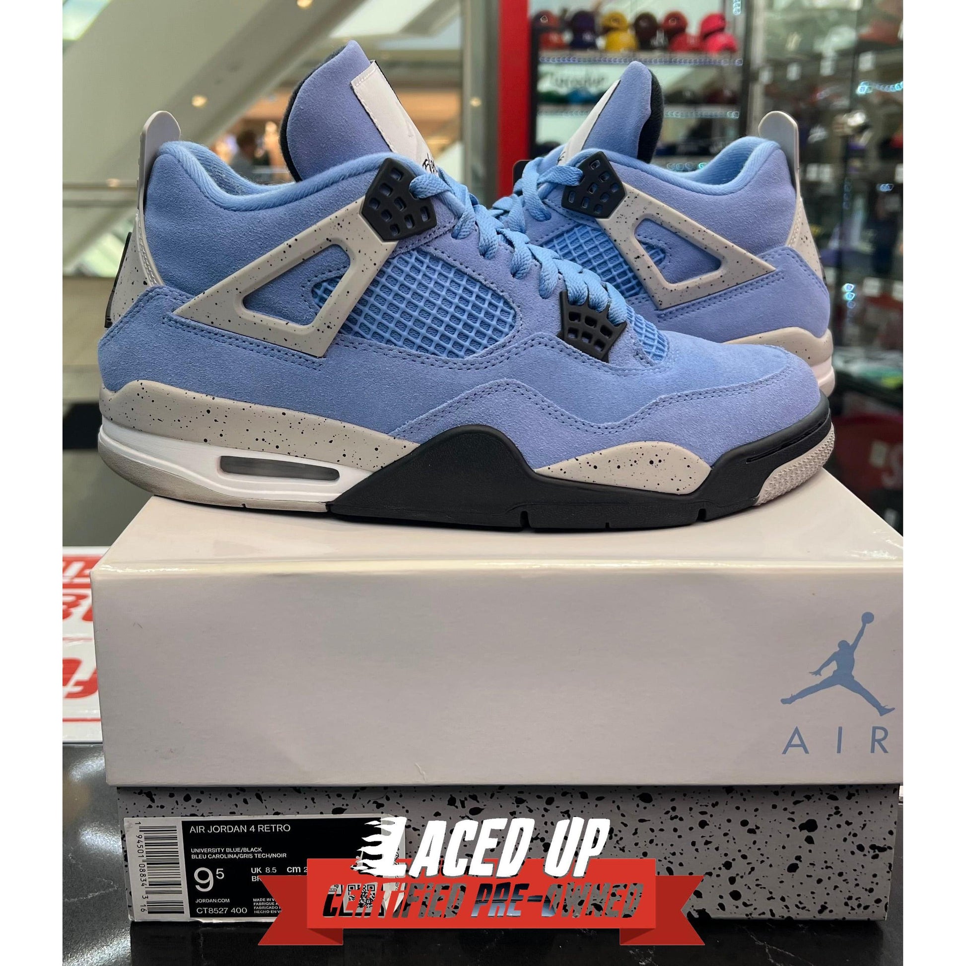 PRE OWNED Jordan 4 Retro University Blue
