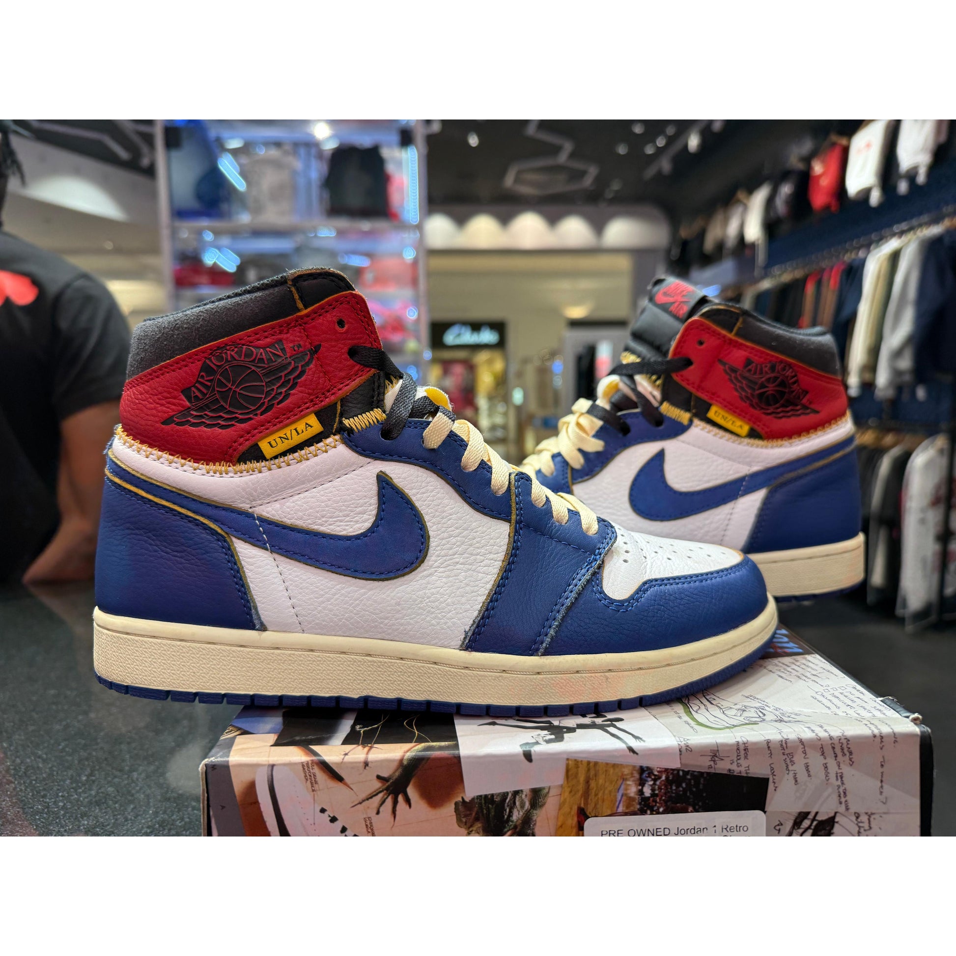 PRE OWNED Jordan 1 Retro High Union Los Angeles Storm Blue