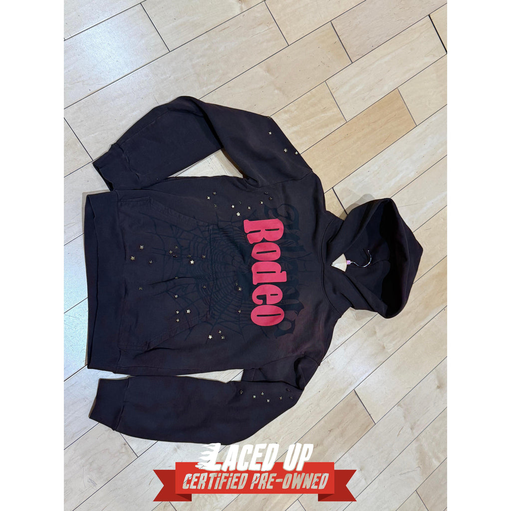 PRE OWNED Travis Scott Cactus Jack x Sp5der Days Before Rodeo Hoodie Brown "Small"