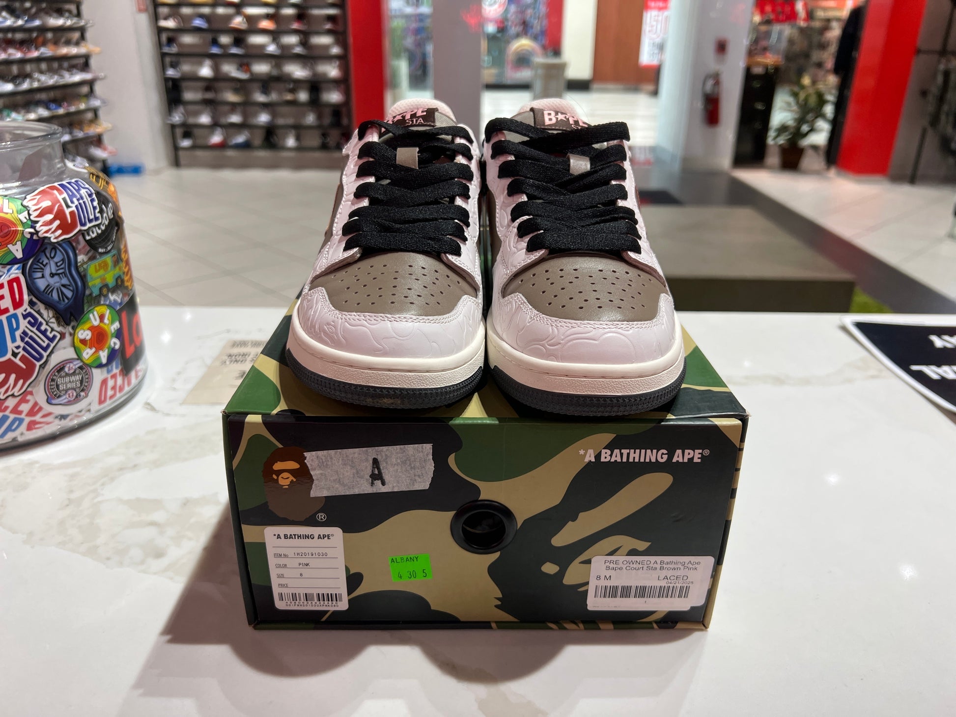 PRE OWNED A Bathing Ape Bape Court Sta Brown Pink