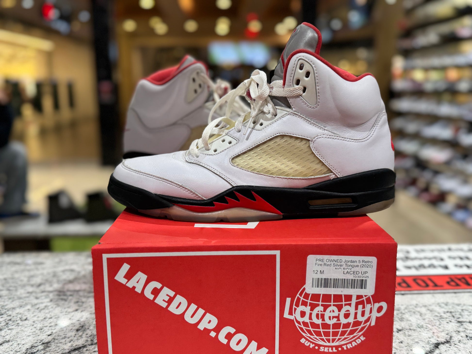 PRE OWNED Jordan 5 Retro Fire Red Silver Tongue (2020) NO BOX