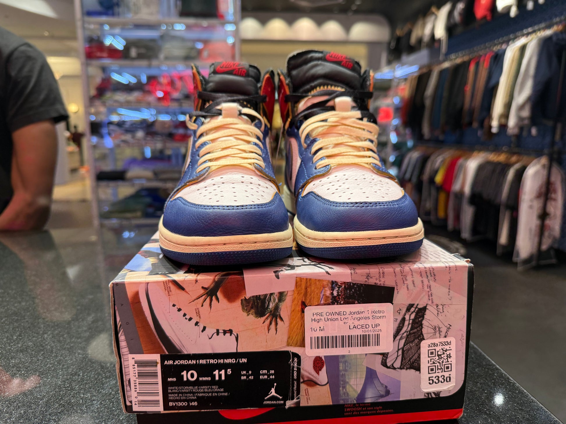 PRE OWNED Jordan 1 Retro High Union Los Angeles Storm Blue