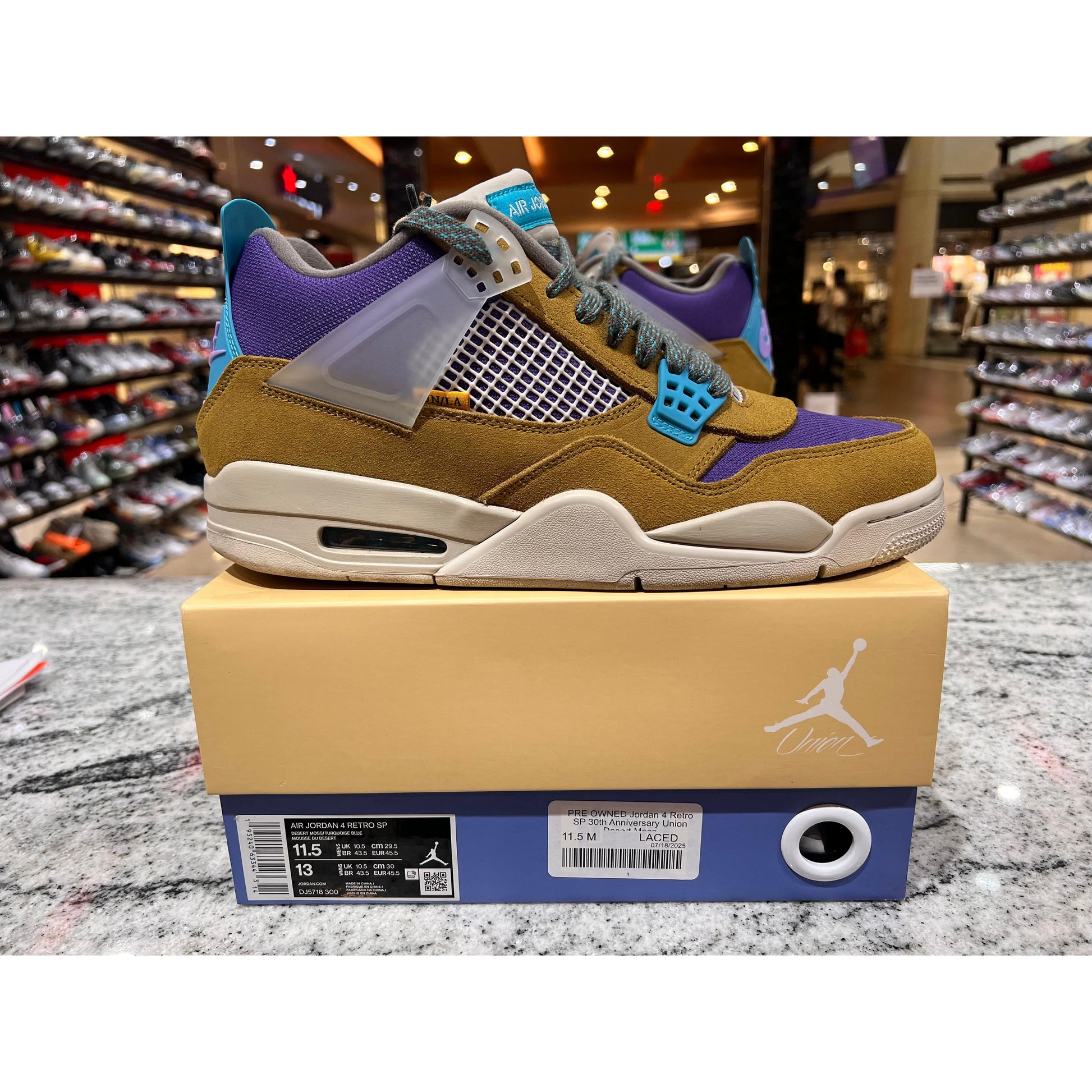 PRE OWNED Jordan 4 Retro SP 30th Anniversary Union Desert Moss