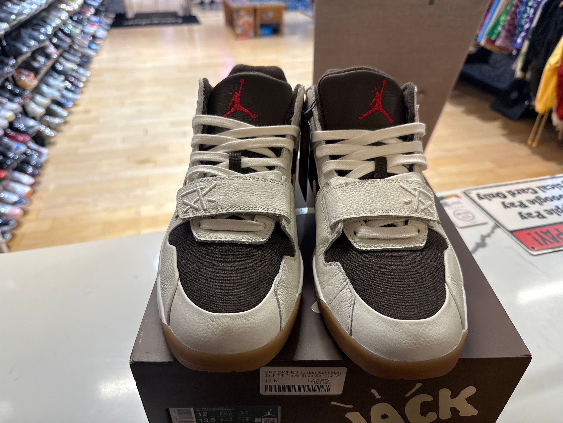 PRE OWNED Jordan Jumpman Jack TR Travis Scott Sail "12 M"