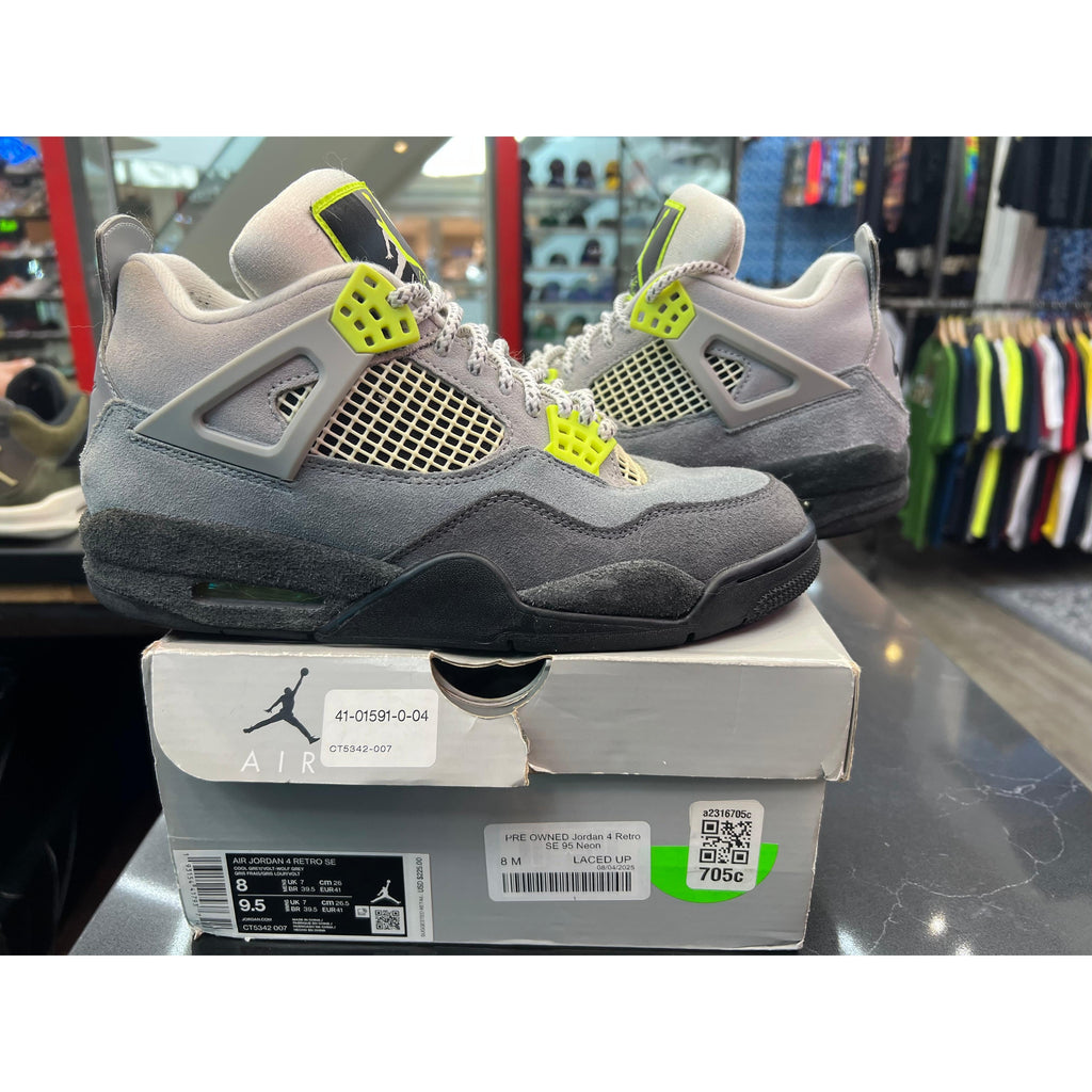 PRE OWNED Jordan 4 Retro SE 95 Neon
