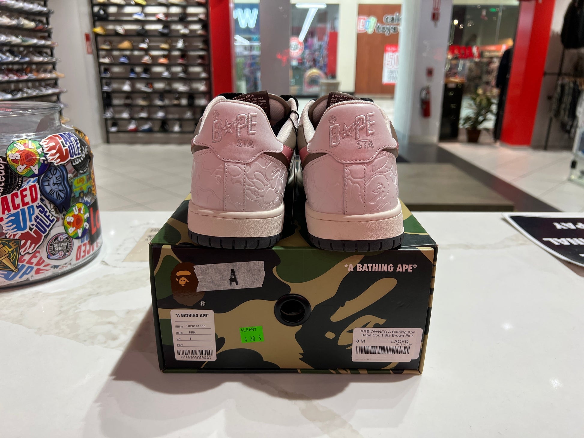 PRE OWNED A Bathing Ape Bape Court Sta Brown Pink