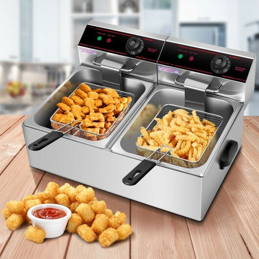 3400W Dual Tank Electric Countertop Deep Fryer