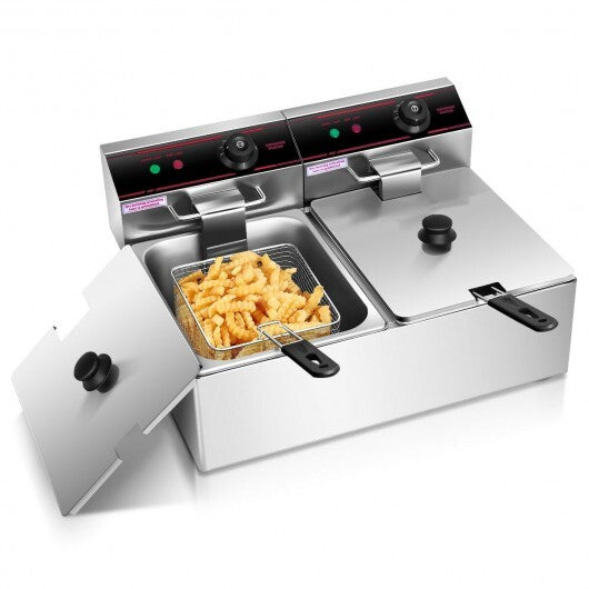 3400W Dual Tank Electric Countertop Deep Fryer