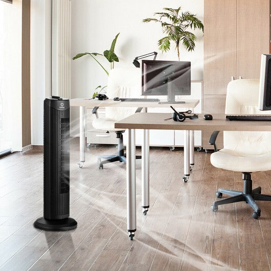 Fantask 35W 28 Inch Quiet Bladeless Oscillating Tower Fan-Black