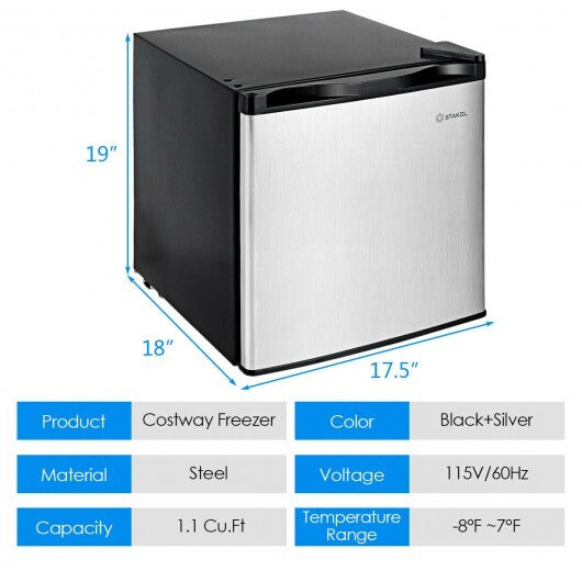 1.1 cu.ft. Compact Single Door Mini Upright Freezer