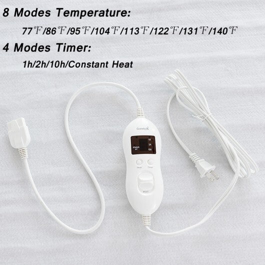 Safe Electric Heated Mattress Pad with 4 Size 8 Temperature 10-Hour Timer-Queen size