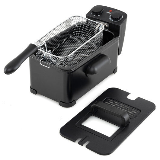 3.2 Quart Electric Stainless Steel Deep Fryer with Timer-Black