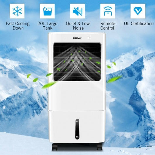 Evaporative Portable Air Cooler Fan w/ Remote Control-White