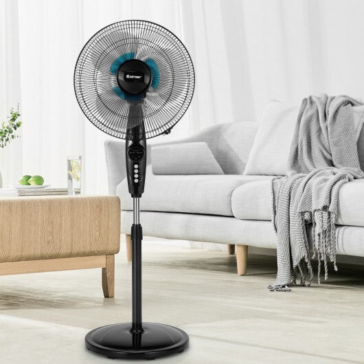 16 Inches Adjustable Height Fan with Quiet Oscillating Stand for Home and Office